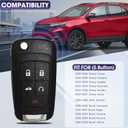 5 Button Keyless Entry Remote Control Flip Key Fob Replacement for Chevy Cruze Impala Malibu Sonic Equinox Camaro Buick Regal Encore Verano Lacrosse GMC Terrain 2010-2019 315MHz with Chip - 2 Pack