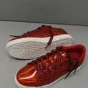 LUCKY STEP Glitter Shoes Sparkly Bling Shiny Bedazzled Lace up Fashion Sneakers for Women (10, Red)