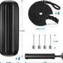 Boat Fenders 4 Pack 10 x 28 Inches Ribbed Center Hole Boat Fenders Bumpers for Docking, Comes with 4 Lines and Pump to Inflate