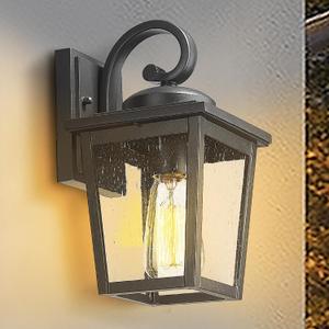 Outdoor Light Fixtures Wall Mount, Waterproof Exterior Wall Lanterns with Seeded Glass, Outside Wall Sconces, Front Porch Lights for House Garage Doorway Patio