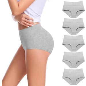CAILECOTTON Womens Underwear Cotton Briefs for Women Plus Size Panties for Women Pack 2/5 (Gray, XXL)