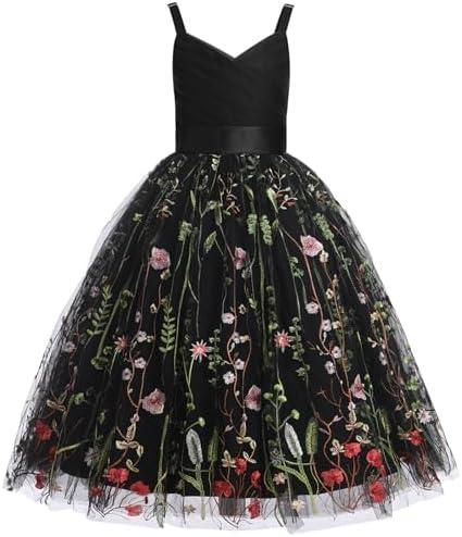 IBTOM CASTLE Flower Girls Dress Spaghetti Strap Long A Line Formal Wedding Pageant Princess Birthday Party Dance Gown.  170