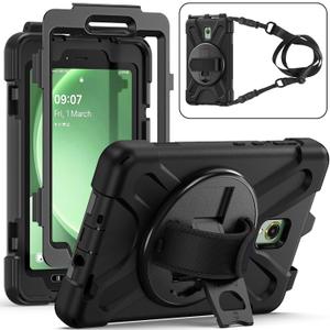 Rantice Samsung Galaxy Tab Active5/Active 3 8.0 Case, with 360 Stand, Handle Hand Strap & Shoulder Strap for Galaxy Tab Active5 8" 2024 X300/X307, Active3 8" 2020 T570/T575/T577 (Black)