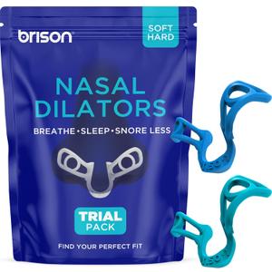 Brison Nasal Dilators for Breathing and Sleeping - 2 Pack Anti Snoring Nose Vents Opener for Better Breathing Sleeping and Activity Improves Airflow - 2pcs Soft-Hard (Turquoise Blue)