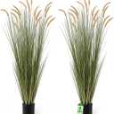 Jexine 2 Pieces Faux Plants Outdoor 5 ft Tall Artificial Grass Plant Potted Artificial Setaria Grass Faux Greenery Floor Plants for Housewarming Gift House Garden Lobby Outdoor (Yellow)