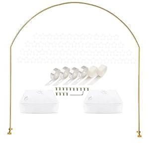 LANGXUN 7.8Ft Metal Gold Balloon Arch Kit, Semi-Circular Balloon Arch Stand with Water Bases for Wedding Bridal Baby Shower Birthday Party Supplies Decorations