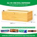 Libreshine 18 Inch Plastic Wrap Dispenser with Cutter & Roller, Heavy Duty Bamboo Commercial Film Wrap Holder for 3000ft Food Service Cling Film, 1000ft Foil, Butcher/Freezer/Kraft Paper