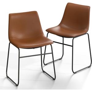 NicBex Retro Side Chair Dining Chair with Metal Legs for Kitchen, Living, Dining Room, Set of 2, (Walnut Color) (A-GE17013-USSU014)