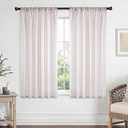 MIULEE Linen White Curtains 54 Inch Length 2 Panels Set for Living Room Bedroom Semi Sheer Light Filtering Farmhouse Rod Pocket Short Soft Thick Linen Textured Window Drapes W42XL54