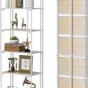 Crofy No Assembly Folding Bookshelf for Living Room, 5 Tier White Collapsible Book Shelf for Home Office, Portable Bookcase Storage Organizer