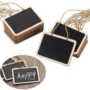 20 Pack Mini Chalkboards Tags Erasable Price Tags, Double Sided Blackboard with Hanging String Wooden Chalkboard Board Signs (20 Pcs Jx)