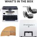 Vintage Typewriter Manual Writing Machine, Restored Classic Typing Tool with 2 Ink Ribbons + 100 Kraft Sheets, Antique Decor for Home Office Desk, Study Room Display