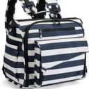 ALLCAMP Diaper Bag Large, Support Baby Stroller, Converted Into a Tote Bag (Blue White)