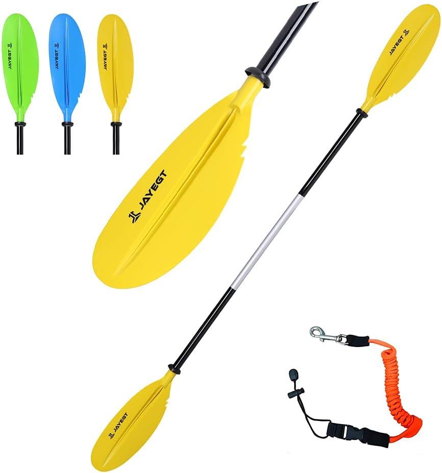 JAYEGT Kayak Paddle 87.4Inch/222CM Aluminum Alloy Shaft Kayaking Boating Oar with Paddle Leash, 1 Paddle + 1 Leash