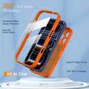 Magnetic for iPhone 17 Pro Max Case 2 x Screen Protector Compatible with MagSafe Translucent Matte Military Grade 17FT Drop Shockproof Full Camera Protection 360 Spin Stand Phone Cover Orange