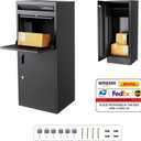 Merapi Parcel Drop Boxes for Outside, 16.3" *15.2"* 40.4" Cold-Rolled Steel Delivery Box for Packages, Anti-Theft Lockable Package Delivery Boxes for Outside, Porch, House, Curbside, Black-BD