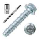 FMhotu 3/8 x 2-1/2" 25pcs Concrete Screws, Nickel Plated Concrete Screw Drill Bit Set for Anchoring Masonry, Brick or Concrete Block (25pcs)