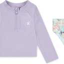 Hurley Baby and Toddler Girls' Long Sleeve Rash Guard Swim Suit 2-Piece Outfit Set