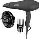 JINRI Ionic Hair Dryer with Diffuser & Comb and Concentrator, Lightweight Quiet Infrared Blow Dryer, Powerful 1875 Watt Motor for Smooth and Fast Drying Hair, Black