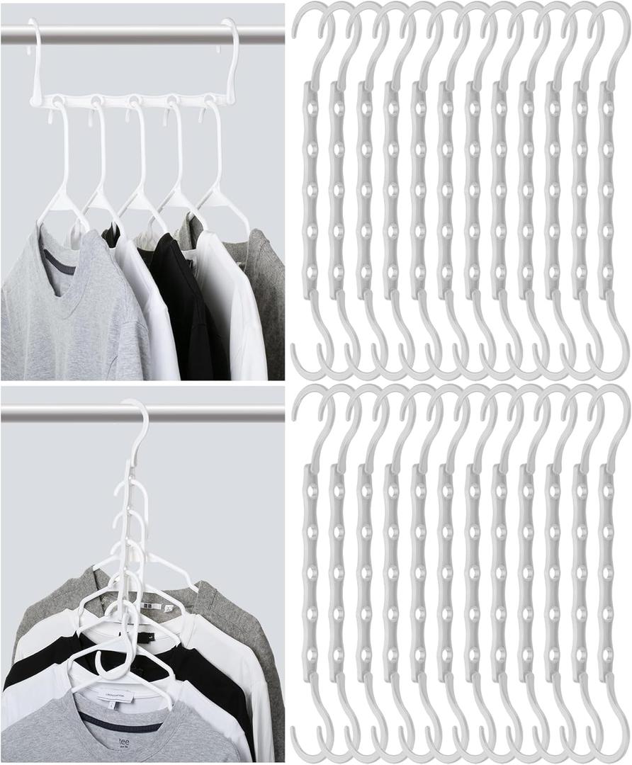 Mr. Pen- Space Saving Hangers for Clothes, 24 pcs, 5 Slots, Bulk Plastic, Collapsible Hangers with 360 Swivel Hook, Hanger Hooks Space Saver for Closet Organizers and Storage, Dorm Room Essentials (White)