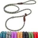 Fida Durable Slip Lead Dog Leash, 6 FT x 3/8" Heavy Duty Comfortable Strong Rope Slip Lead for Small Dogs and Puppies, No Pull Pet Training Leash with Highly Reflective(3/8", Grey)