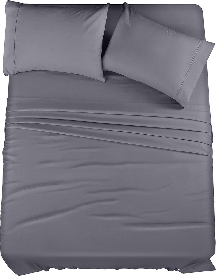 Utopia Bedding Full Sheet Set  4 Piece Bed Sheets for Full Size Bed, Soft and Breathable Microfiber, Includes 1 Fitted Sheet, 1 Flat Sheet and 2 Pillowcases (Grey)