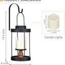 Metal Wall Sconce Candle Lantern Set of 2 - Black Wall Mounted Wood and Metal Hanging Holder with Glass & Candles Vintage Wall Decor for Porch, Living Room, Dining Room, Bedroom Indoor Decor (Round)