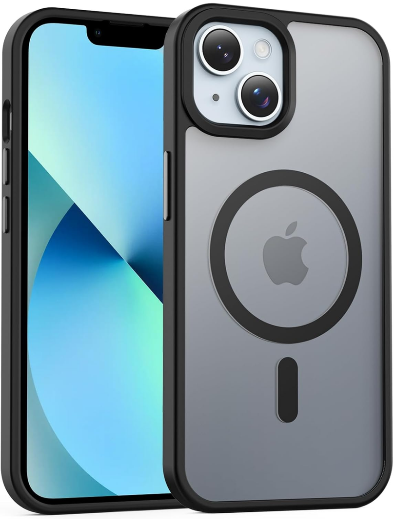 Temdan Case [Compatible with MagSafe] [Military-Grade Drop Protection] [Anti-Fingerprint] [Anti-Scratch] Slim Silky-Soft Touch Translucent Matte Case 5×2,7 inch, Black