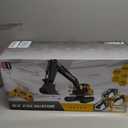 Double E Volvo 1:16 Scale Remote Control Excavator, 17 Channel 3-in-1 Construction Toy with Metal Shovel, Drill, Grab & Lights, 2.4GHz Full Function Digger for Outdoor Sandbox, Gift for Kids & Adults, Small