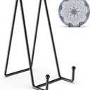 HONGYUTAI 3 Pack 8 Inch Plate Stands for Display Picture - Table Top Display, Decorative Metal Frame Holders for Book, Photo and Platter, Tabletop Art, Black