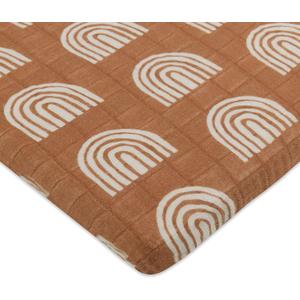 Babyletto Muslin Baby Bassinet Sheets for Girls & Boys - GOTS Certified Breathable Organic Cotton Cover, 360 Fitted, Soft & Cozy Rectangle Bedside Bassinet Sheets - Terracota Rainbow