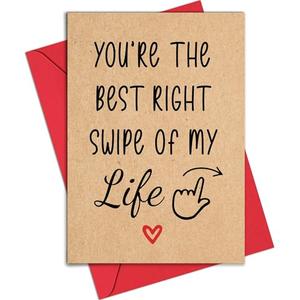 HiFulerr Funny Anniversary Card for Husband - Best Right Swipe of My Life Valentines Day Cards with Envelope, Romantic Anniversary Card, Birthday Cards for Boyfriend Girlfriend Wife Husband Couples, Set of 10