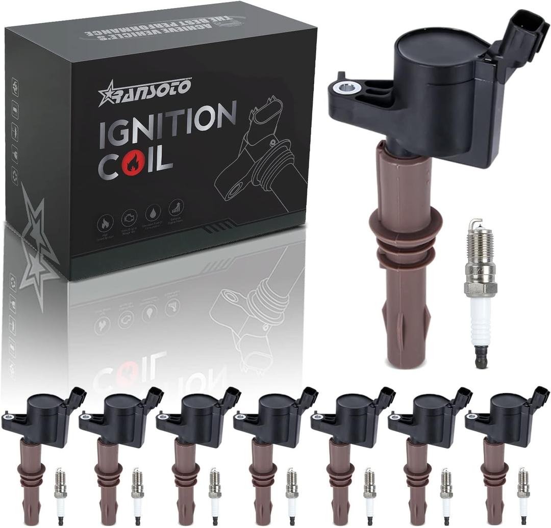 RANSOTO DG521 Ignition Coil Pack With Spark Plug SP509 Compatible With Ford Expedition Explorer F-150 F-250 F-350 Super Duty Mustang Lincoln Navigator Mercury Mountaineer 4.6L 5.4L V8 8L3Z-12029-A
