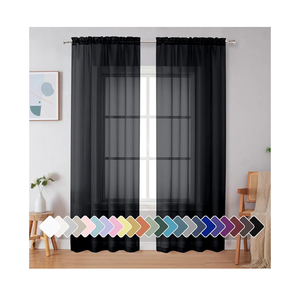 Simplebrand Black Sheer Curtains 90 Inches Long, Light Filtering Rod Pocket Solid Color Window Sheer Curtain Panels, Elegant Curtains & Drapes for Living Room, Bedroom 2 Panels (Black, 42" W x 90" L)