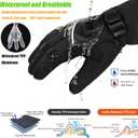 MOREOK Waterproof & Windproof -30F Winter Gloves for Men/Women, 3M Thinsulate Thermal Gloves Touch Screen Warm Gloves for Skiing,Cycling,Motorcycle,Running (Black, L)
