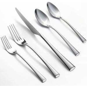 Alata Bailey 20-Piece Forged Silverware Set Stainless Steel Flatware Set,Service for 4,Mirror Polished Cutlery Set,Dishwasher Safe