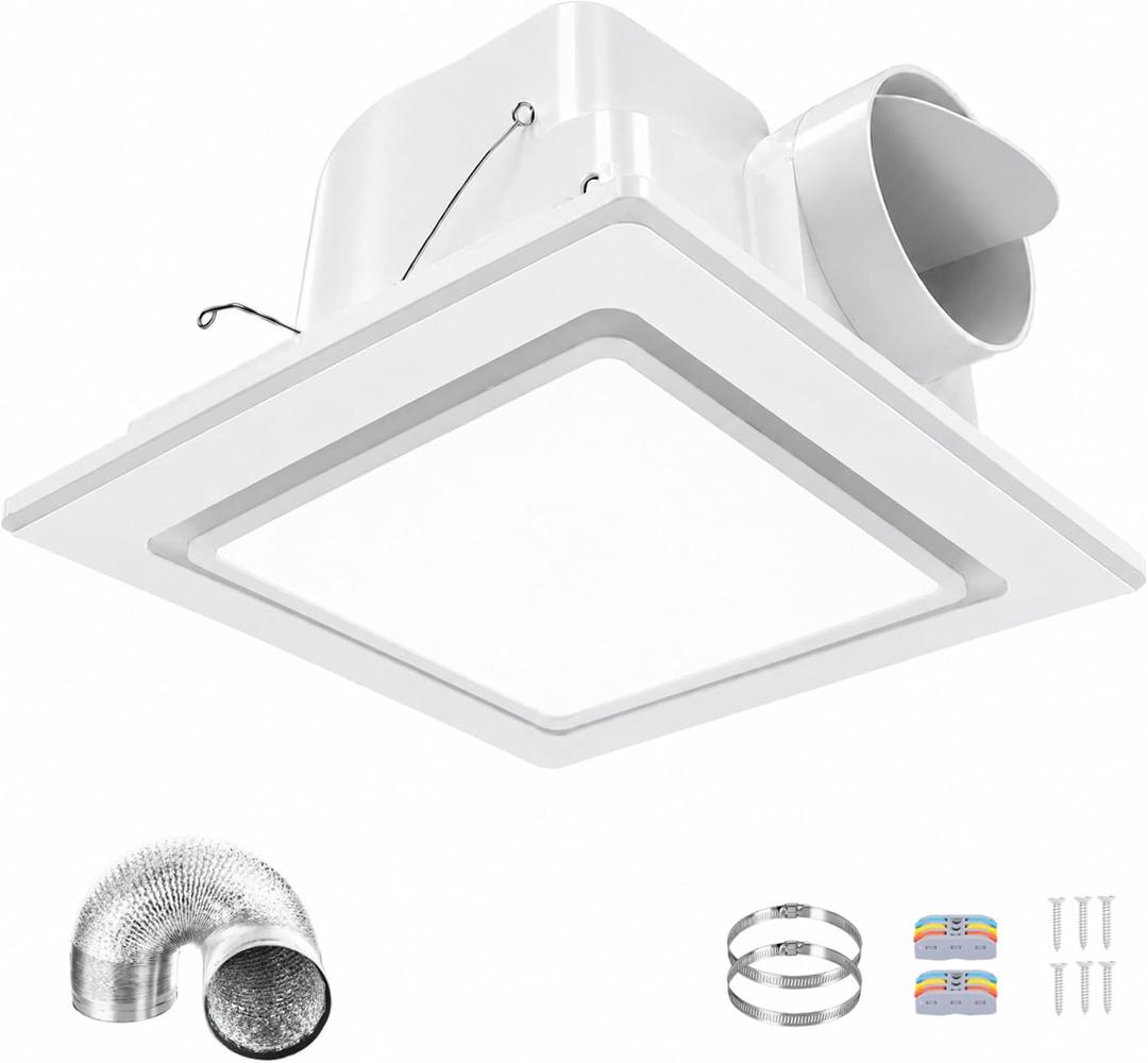 Bathroom Exhaust Fan with Light, 13.4" Panel Ultra Quiet Ventilation Fan