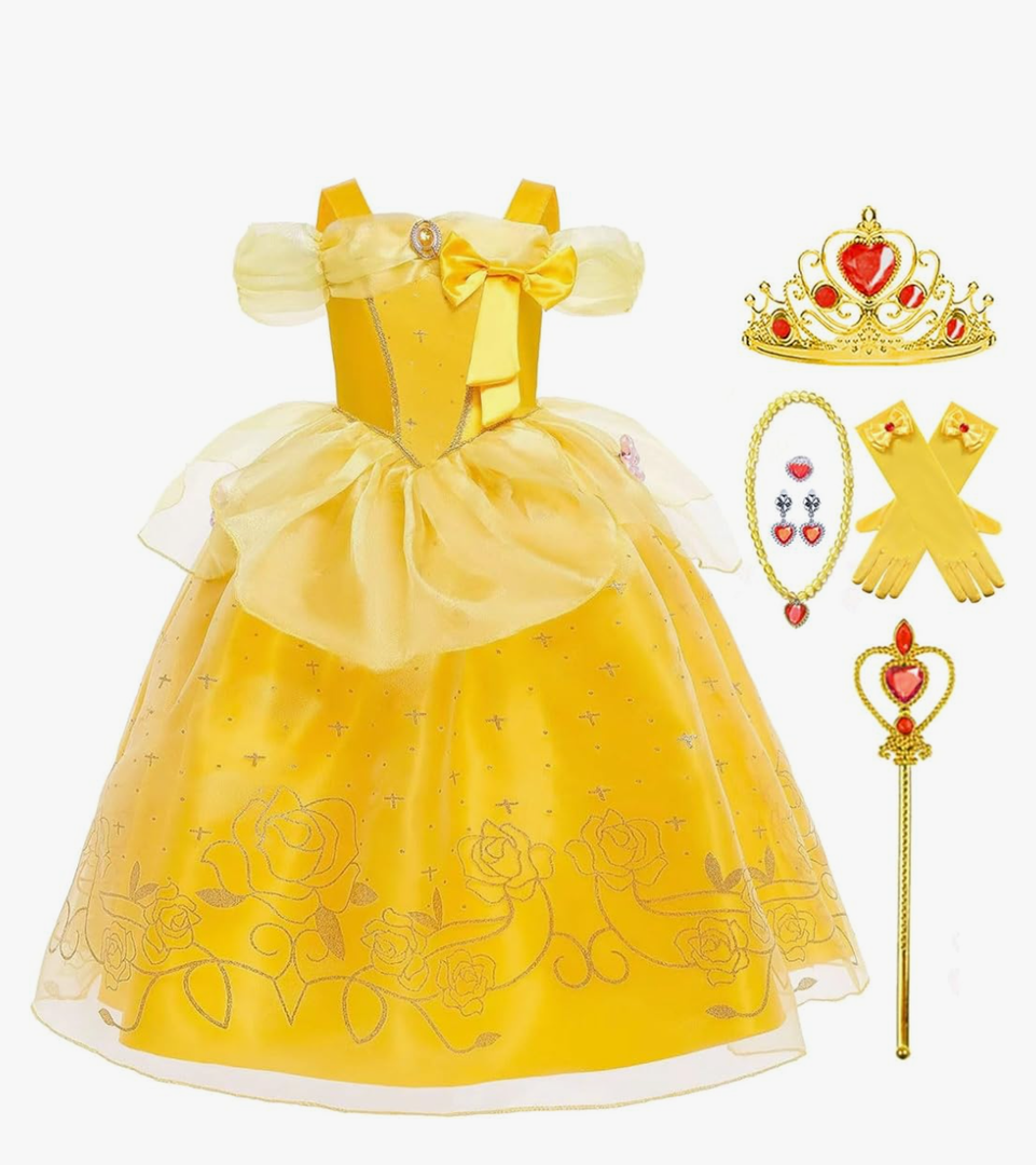 Princess Costume for Girls Kids Belle Dress Halloween Cosplay Party Outfit Toddler Princess Dress Up 130