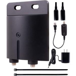GE Pro Outdoor Antenna Amplifier, Low Noise Antenna Signal Booster, Clears Up Pixelated Low-Strength Channels, Supports HD Smart TV VHF UHF  42179 (Black)
