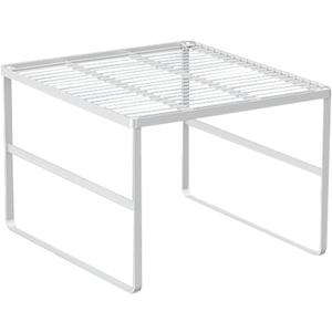 Kitchen Cabinet Storage Shelf Stackable Wire Spice Rack Organizer Heavy Duty Space Saver for Bathroom Bedroom Closet Laundry Room Office Countertop - White, Pack 1