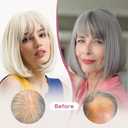 REECHO Human Hair Toppers with Bangs, Thick Hair Volume Topper Hairpiece for Women Real Human Hair Extensions for Daily Wear, Dark Gray (3.6"x5.0")