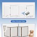 BFNN Free Standing Foldable Dog Gate, 16.5" High Step-Over Metal Short Pet Gate, Up to 72" Wide Puppy Fence for Stairs and Doorways, Indoor & Outdoor Use, No Drilling and No Assembly, White