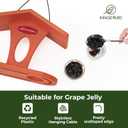 Kingsyard Bird Feeder for Outdoor Hanging, Recyceled Plastic Oriole Jelly Feeder, Two Dishes w/ 5 oz, Durable & Weatherproof, for Bird Lovers, Orange