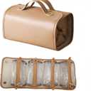 LuyaVogue Large Expandable Makeup Bag, 4-in-1 Waterproof Makeup bag, Cosmetic Bag with Detachable Interior Pockets, Ideal for Women Travel Essentials(Brown)