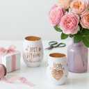 Mother's Day Table Decorations, Best Mom in the World Glass Candle Holder, Table Centerpiece for Birthday & Party, Gifts for Mom from Daughter Son, White & Gold 1 Pack