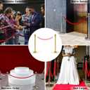 PATIKIL 4 Feet Light Pink Velvet Stanchion Rope, 2 Pack Crowd Control Barrier Rope with Snap Hooks for Posts Stands Queue Divider of Hotel Theater, Golden