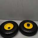 (2 Pack) 4.10/3.50-4 Flat Free Tire and Wheel 10-Inch Solid Wheel Replacement with 5/8 Bearings,2.2" Offset Hub -Compatible with Hand Truck,Wheelbarrow(Yellow)