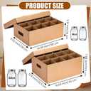 MotiMind 4 Sets Mason Jar Storage Box Fits 16 oz and 32 oz Regular or Wide Mouth Jars Mason Jar Storage Containers with Handles and Dividers 12 Cells Cardboard Can Stack for Moving Home Supplies