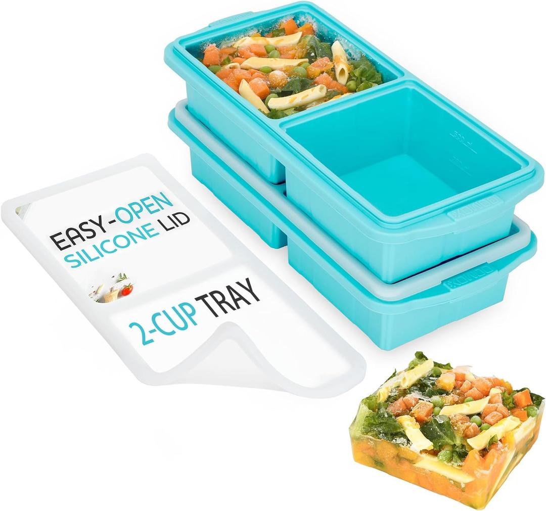 Silicone Freezer Tray With Lid-Soup Freezer Container 4 Pack