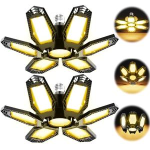 KPBOTL 3000K Bright LED Garage Lights 1 Pack 150W Deformable Lighting 6+1 Panels 15000LM Warm Light Illuminator 360 LED Shop Light Bulb for Basement Workshop Warehouse Barn
